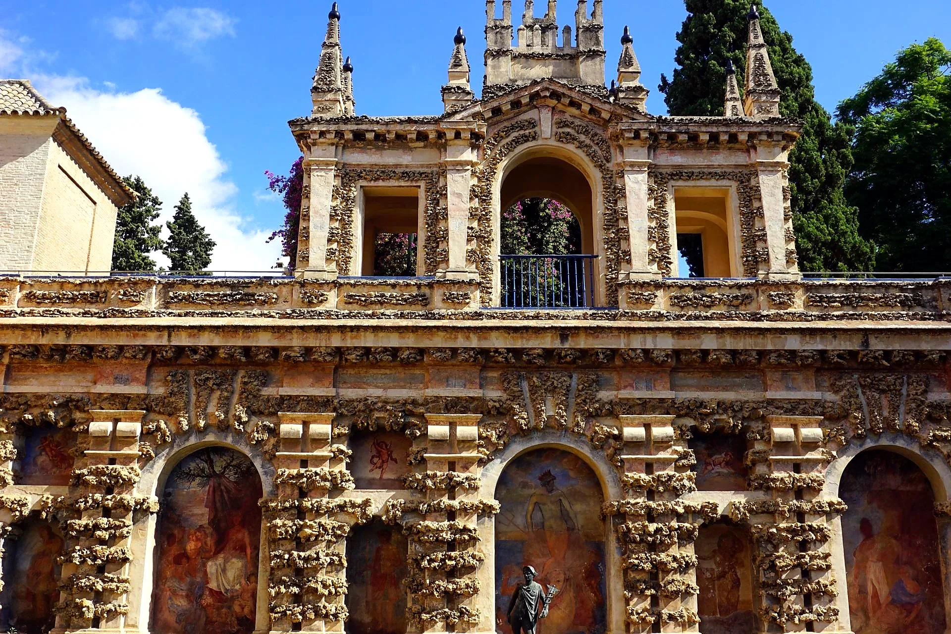 Mercury fountain in the Real Alcázar gardens Seville