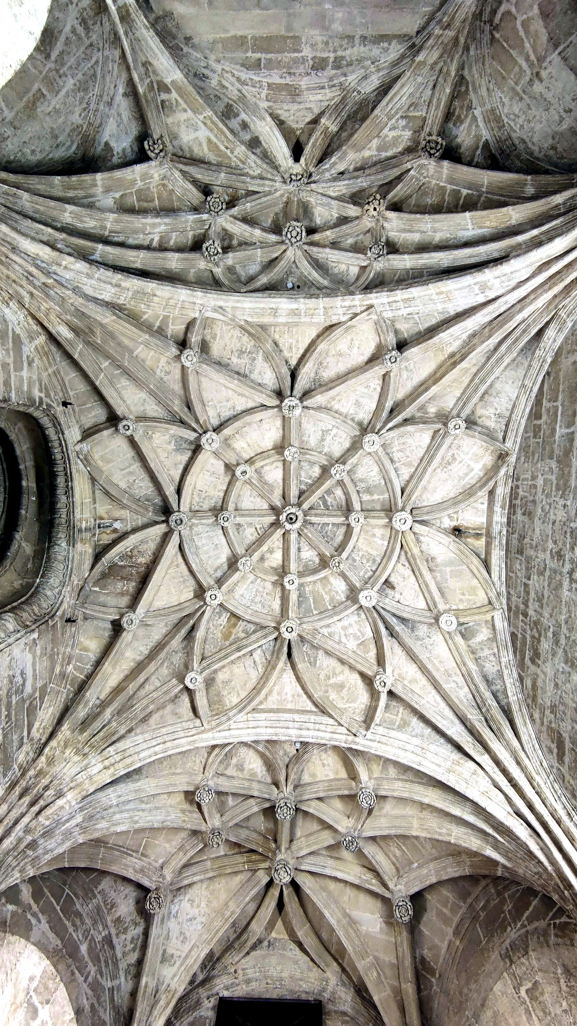 Gothic vault ceiling detail inside Seville Cathedral