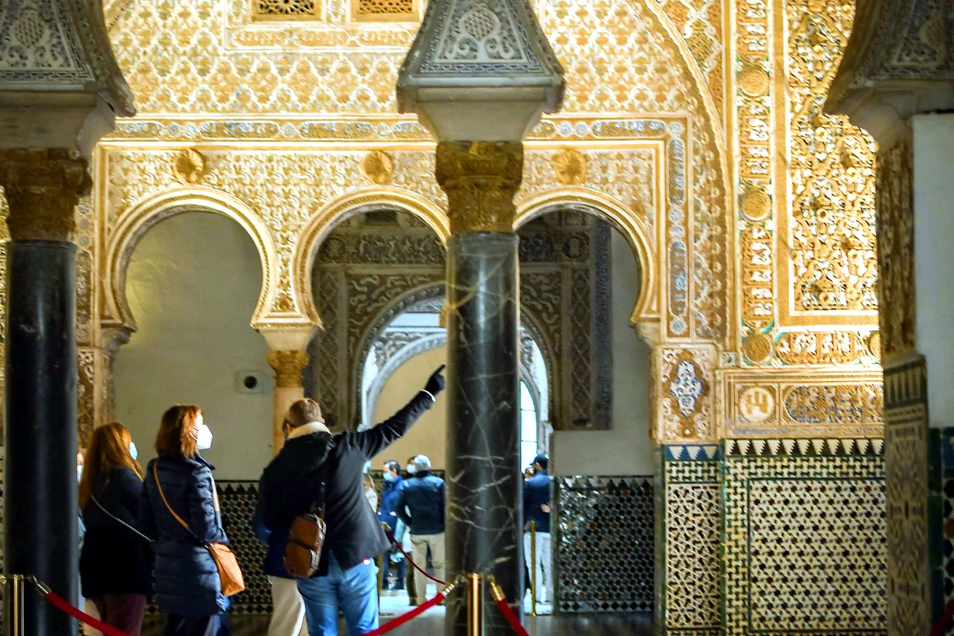 Seville walking tour guide gesturing historic centre