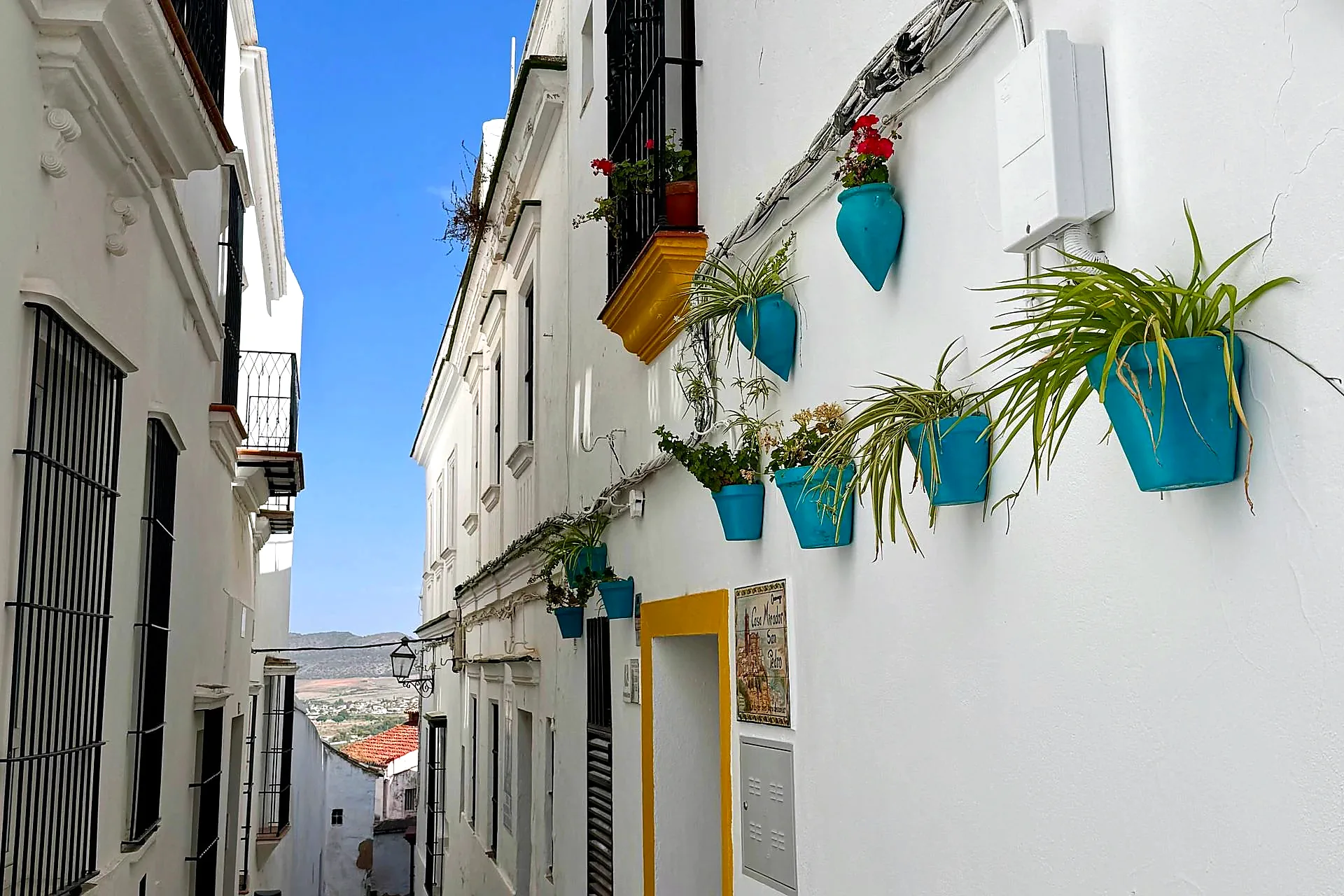 White village street in the Pueblos Blancos Andalusia - White Villages Tour from Seville