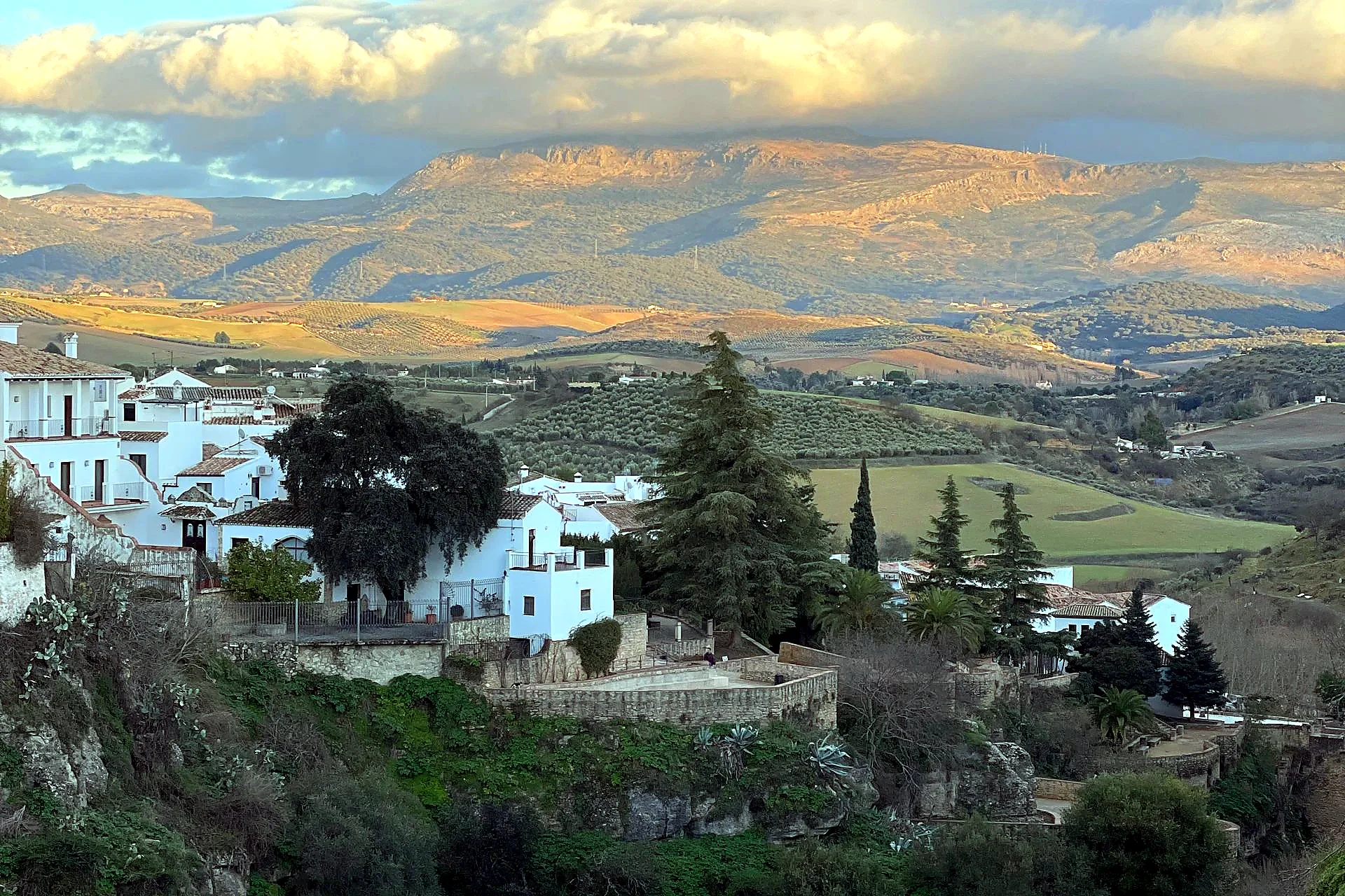Andalusian countryside village at sunset on a day trip from Seville
